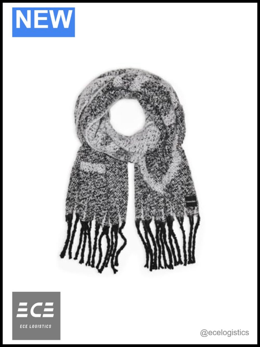 Tweed Weave Logo Scarf with Fringe – Cold Weather Wrap